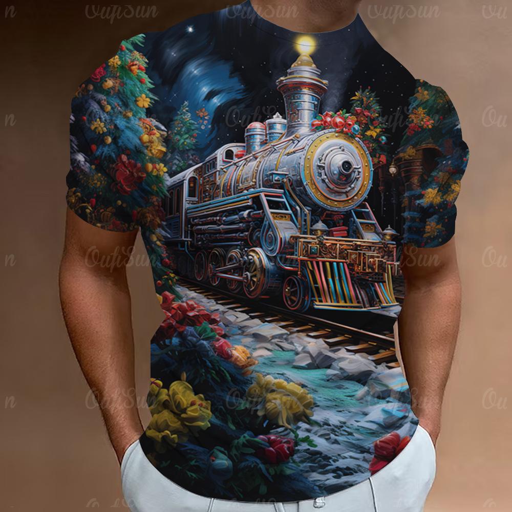 ETST WENDY 005 Christmas T-Shirt Santa Claus Print Short Sleeve Men T-Shirt Festival Clothing Casual Tops Loose Oversized T Shirts For Men Tees XL