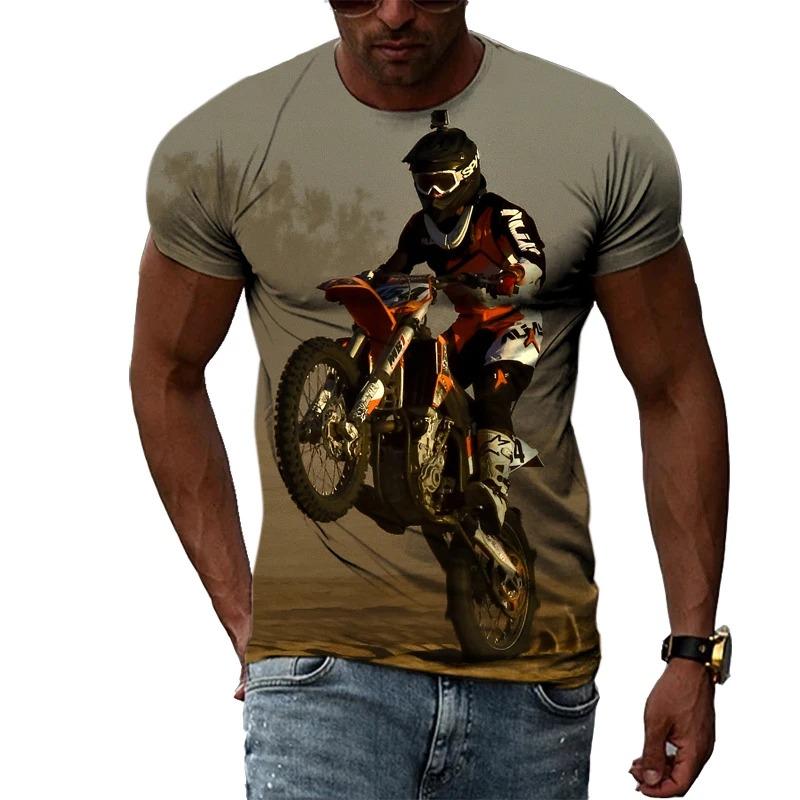Xuhaijian02 Nieuw 3D Fashion Cool Motocross Grafisch T-shirt voor Heren Zomer Trend Hip Hop Harajuku Bedrukt T-shirt Motorfiets Patroon O Colla XL