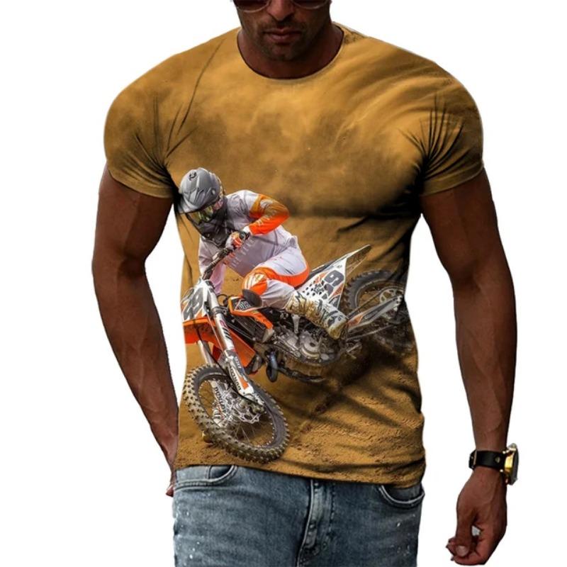 Xuhaijian02 Nieuw 3D Fashion Cool Motocross Grafisch T-shirt voor Heren Zomer Trend Hip Hop Harajuku Bedrukt T-shirt Motorfiets Patroon O Colla M