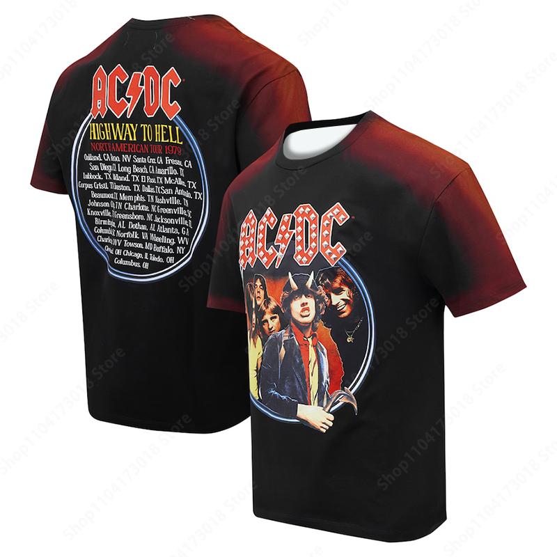 Huiteng Men's and women's crew neck short sleeve T-shirt AC/DC 3D printed pop Rock street casual top New summer fashion 2XL