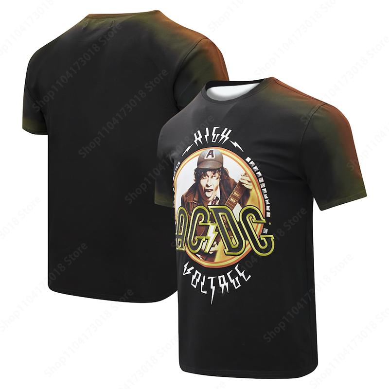 Huiteng Men's and women's crew neck short sleeve T-shirt AC/DC 3D printed pop Rock street casual top New summer fashion 4XL