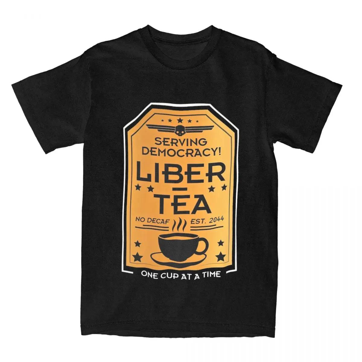 The best product for you Helldivers 2 Liber Tea T-shirt Kleding Heren Dames Katoen Geweldig Kopje Liber-Thee T-shirts Korte Mouw Kleding Grafisch Bedrukt XXL zwart