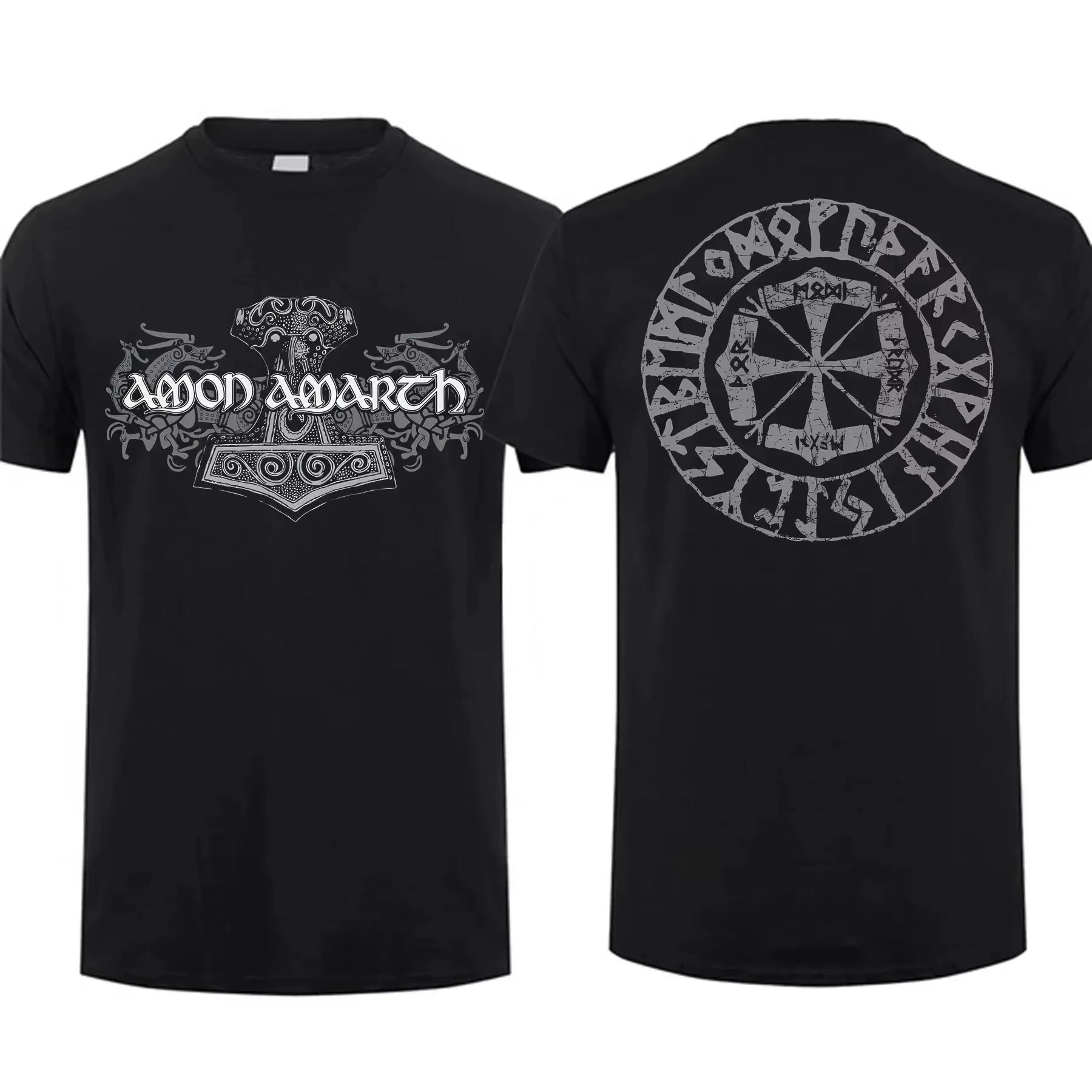 The best product for you 2025 Fashion Tee Men T Shirt Double-sided Amon Shieldwall Black By Amarth Oversized T-shirt Graphic Youth Cloth Streetwear L
