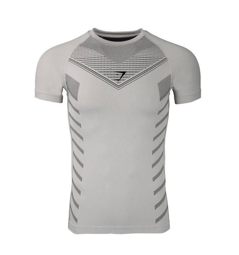 BigSopping Europese Heren Cross-Border Hoge Elastische Fitness Bodysuit - Sport T-shirt met Korte Mouwen L