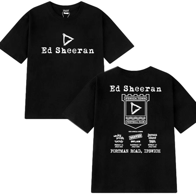 ZheXiong TEE Hot Sale Ed Sheeran Play Tour 2025 Double Sided printed T shirt Summer Men Women vintage Hip Hop streetwear Unisex Cotton Tops 4XL