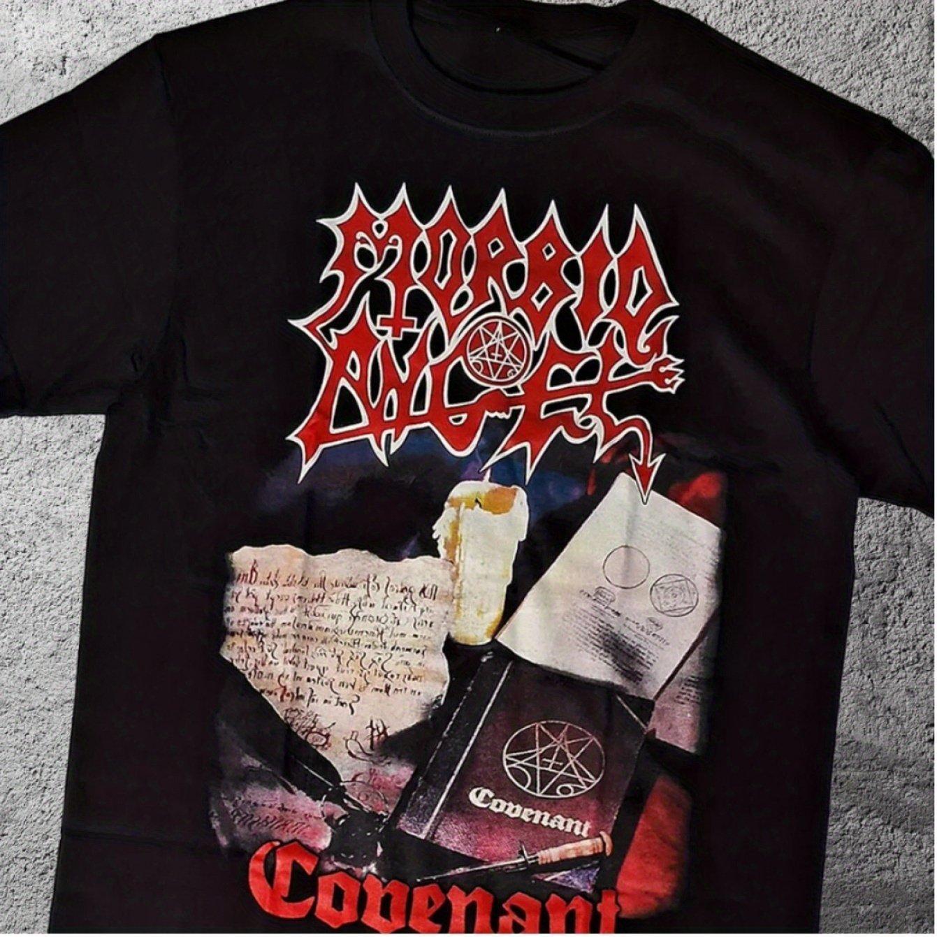 ZheXiong TEE American Hip Hop Y2K Street Style Morbid Angel Covenant Heavy Metal Band T-Shirt Summer Vintage Fashion Men and Women Streetwear 4XL
