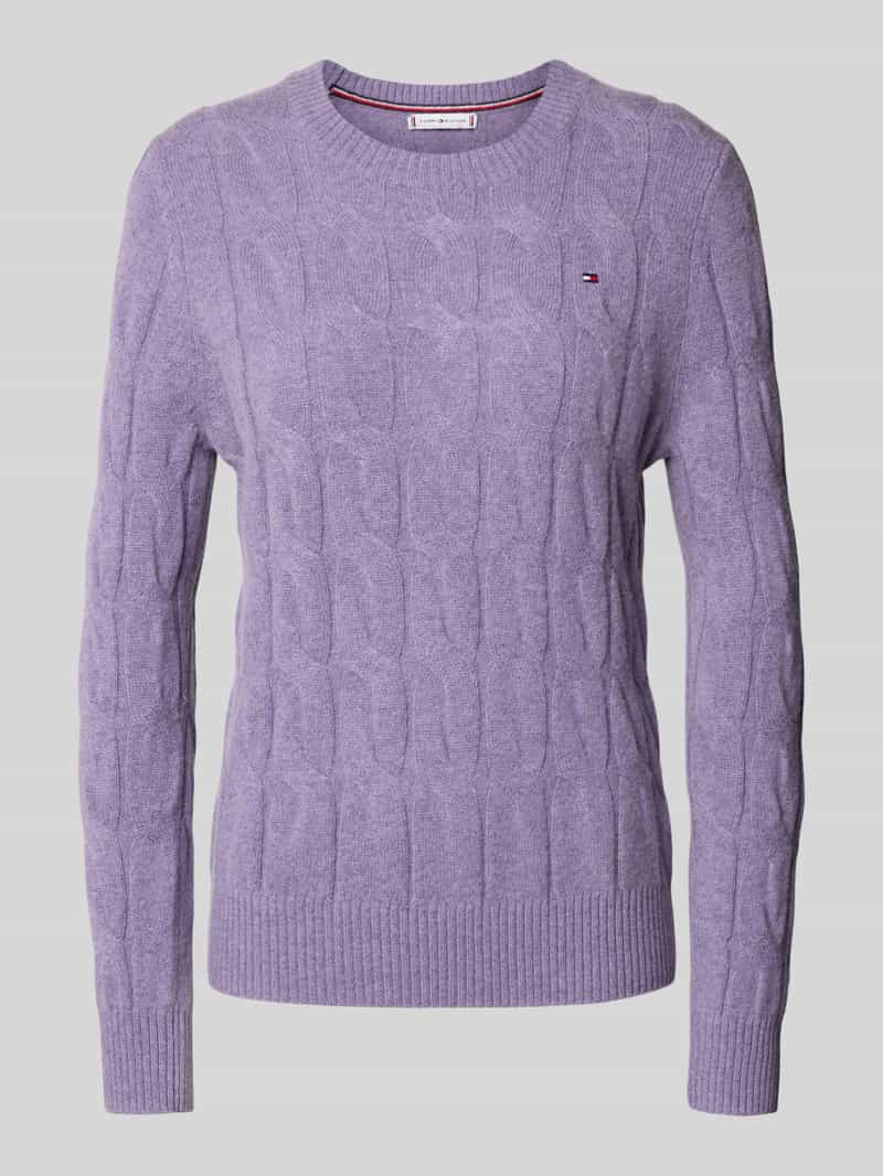 Tommy Hilfiger Gebreide trui SOFT WOOL CABLE C-NK met kabelpatroon, van zuivere wol