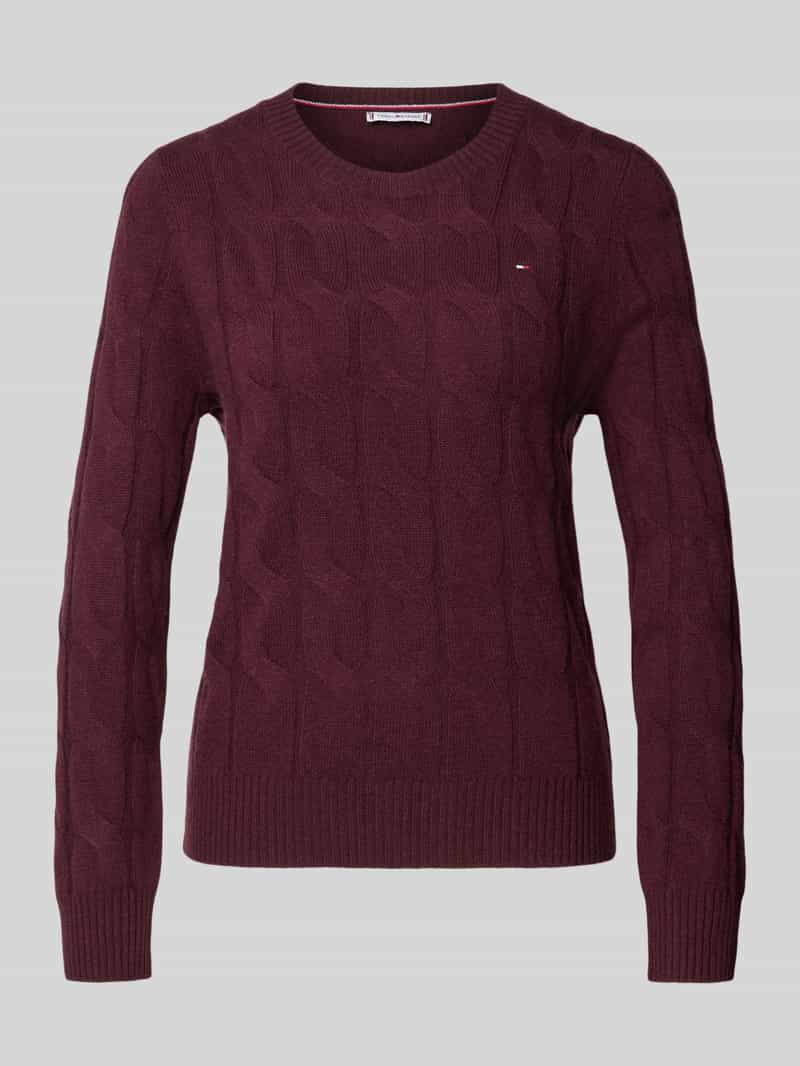 Tommy Hilfiger Gebreide trui SOFT WOOL CABLE C-NK met kabelpatroon, van zuivere wol