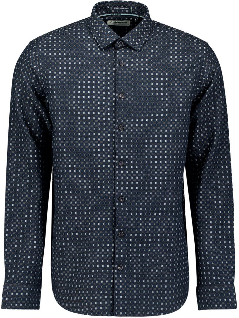 No Excess Overhemd Jacquard Print Navy