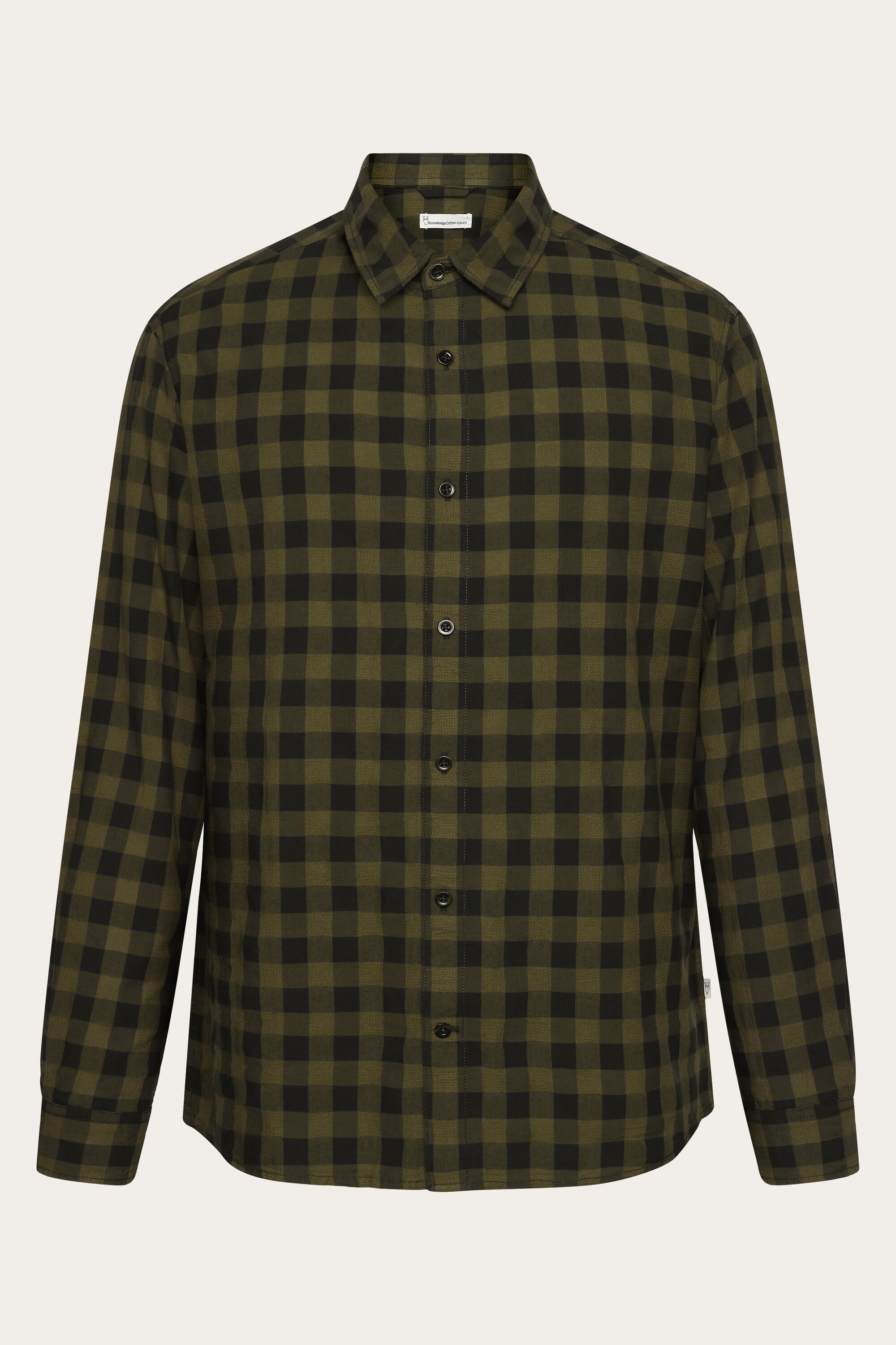 KnowledgeCotton Apparel Herren vegan Hemd Regular Green Check