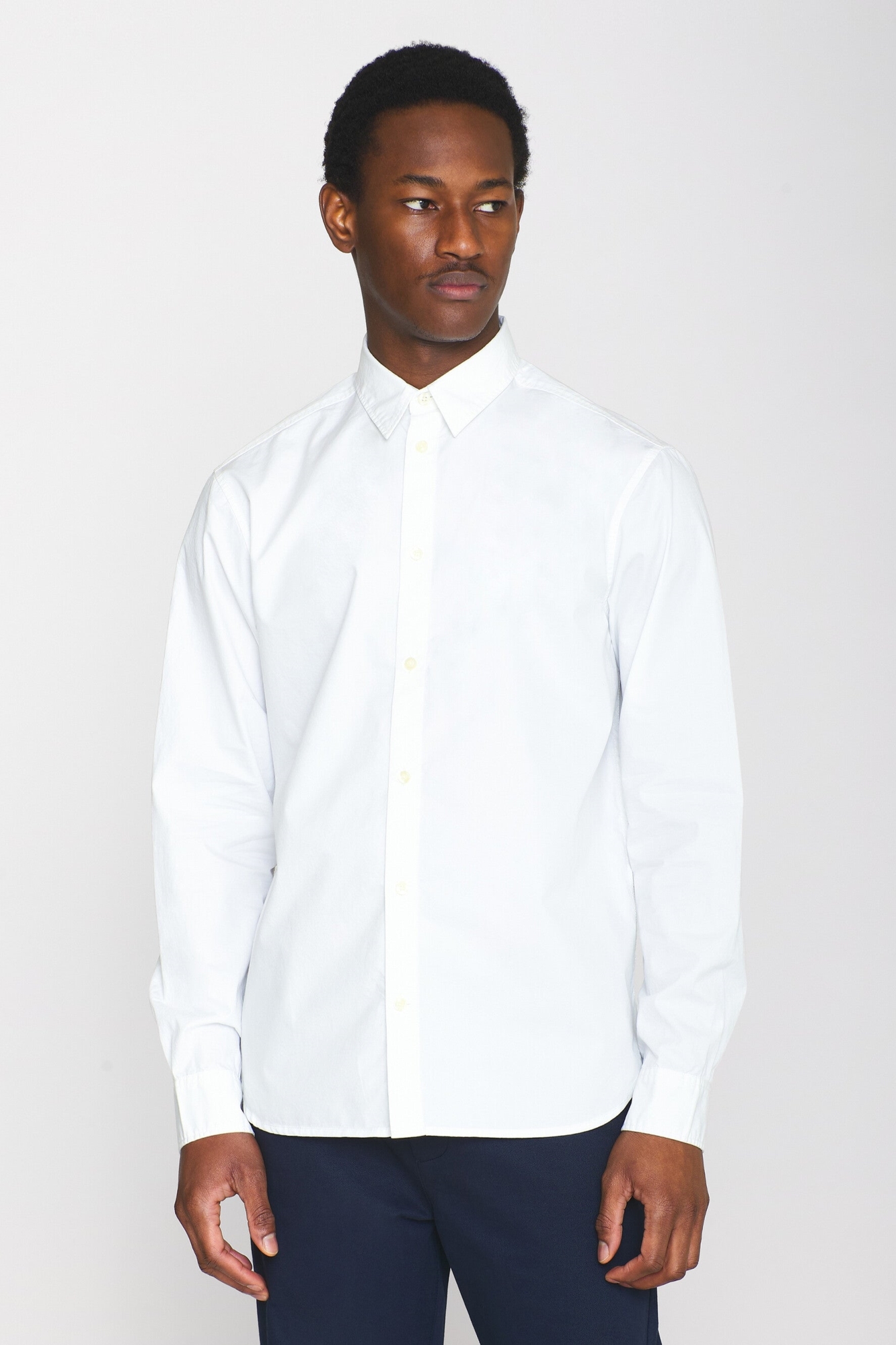 KnowledgeCotton Apparel Herren vegan Hemd Alf Regular Knusprig HellweiÃŸ
