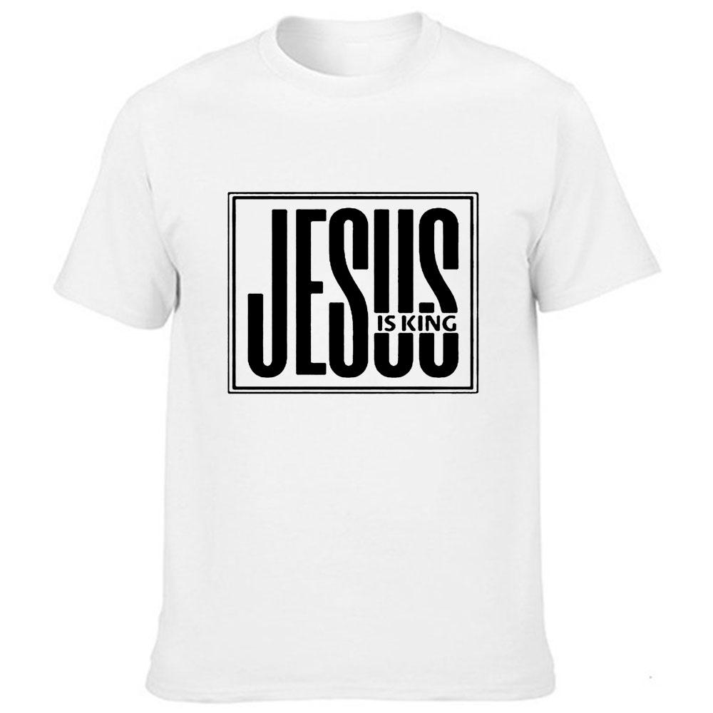 ETST 03 Jezus Is Koning Print Mannen Zomer T-shirt Christelijke Religie God Geloof T-shirt Heren Korte Mouw Kleding Tees Mode camisetas S
