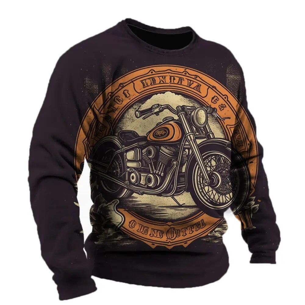 Nihao Vintage heren T-shirt katoen motorfiets patroon lange mouw t-shirts 3D bedrukte kleding grafische straat harajuku oversized 6XL