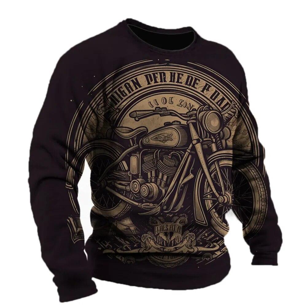 Nihao Vintage heren T-shirt katoen motorfiets patroon lange mouw t-shirts 3D bedrukte kleding grafische straat harajuku oversized 6XL