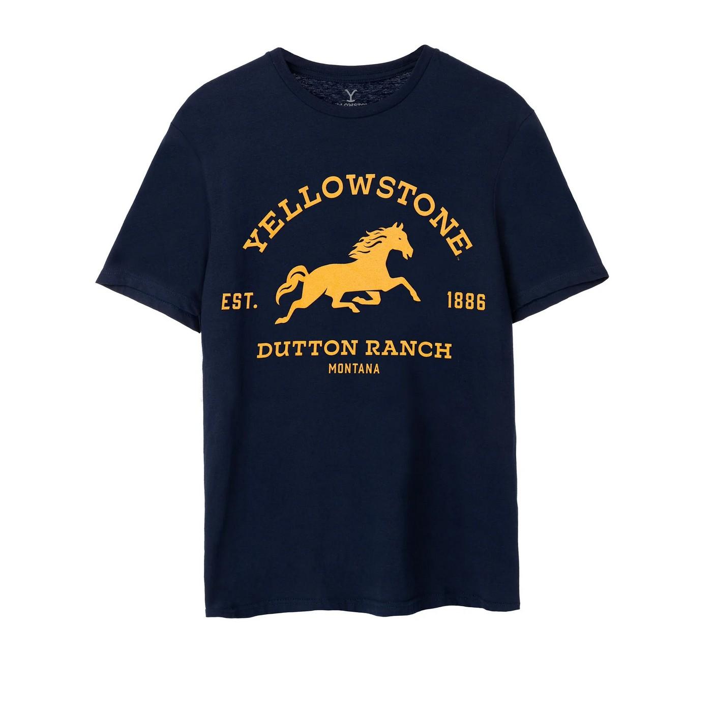 Pertemba FR - Apparel Yellowstone Heren Dutton Ranch Logo T-shirt met korte mouwen S Vloot