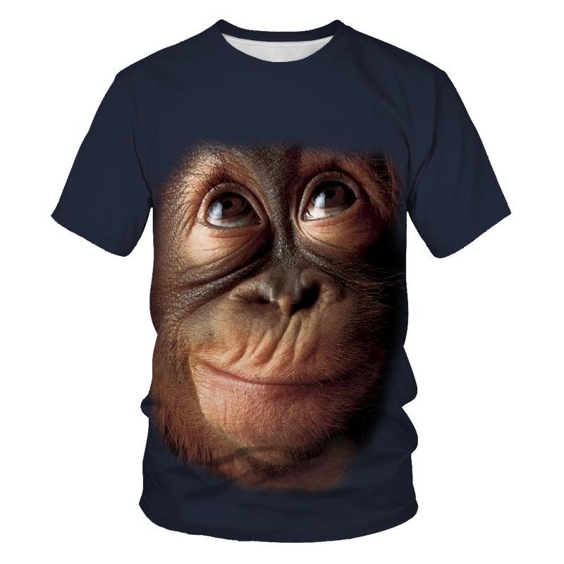 BOLIV MODA Monkey Gorilla heren T-shirt 3D digitaal bedrukte top met korte mouwen zomer tees shirts heren S