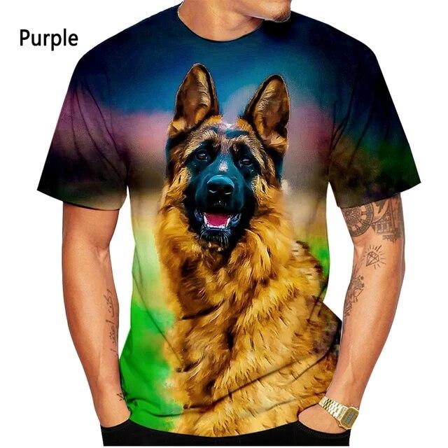 ETST 07 Heren Dames Zomermode Duitse Herder 3D Printing T-shirt Casual Hondenshirt met korte mouwen Tops XXL