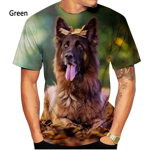 Subilier Heren Dames Zomermode Duitse Herder 3D Printing T-shirt Casual Hondenshirt met korte mouwen Tops 6XL
