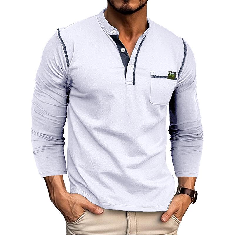 Phoca largha Pasvorm voor heren Henley-shirts met lange mouwen Stretchondergoed Informeel Basic Tops Knoop Ademend Sport-T-shirts Atletisch Workout Vochtregelerend T-shirts XXL