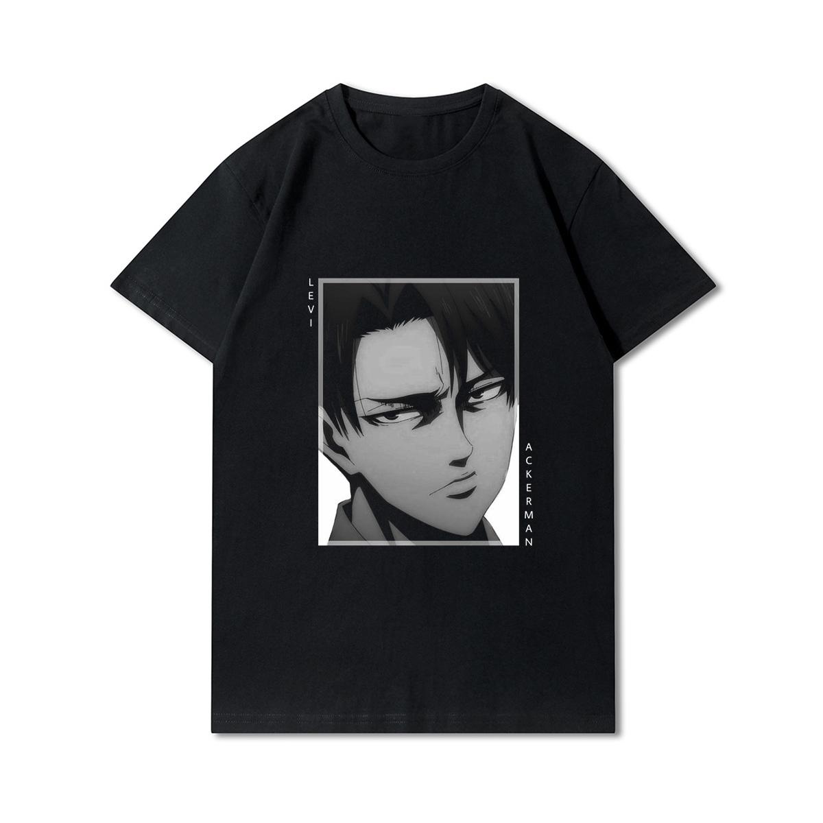 FT T Shirts Plus Size Anime Attack on Titan Heren T-shirts Levi·Ackerman Eye Punk Tops Zomer Harajuku Losse Gotische Korte Mouwen Tops M