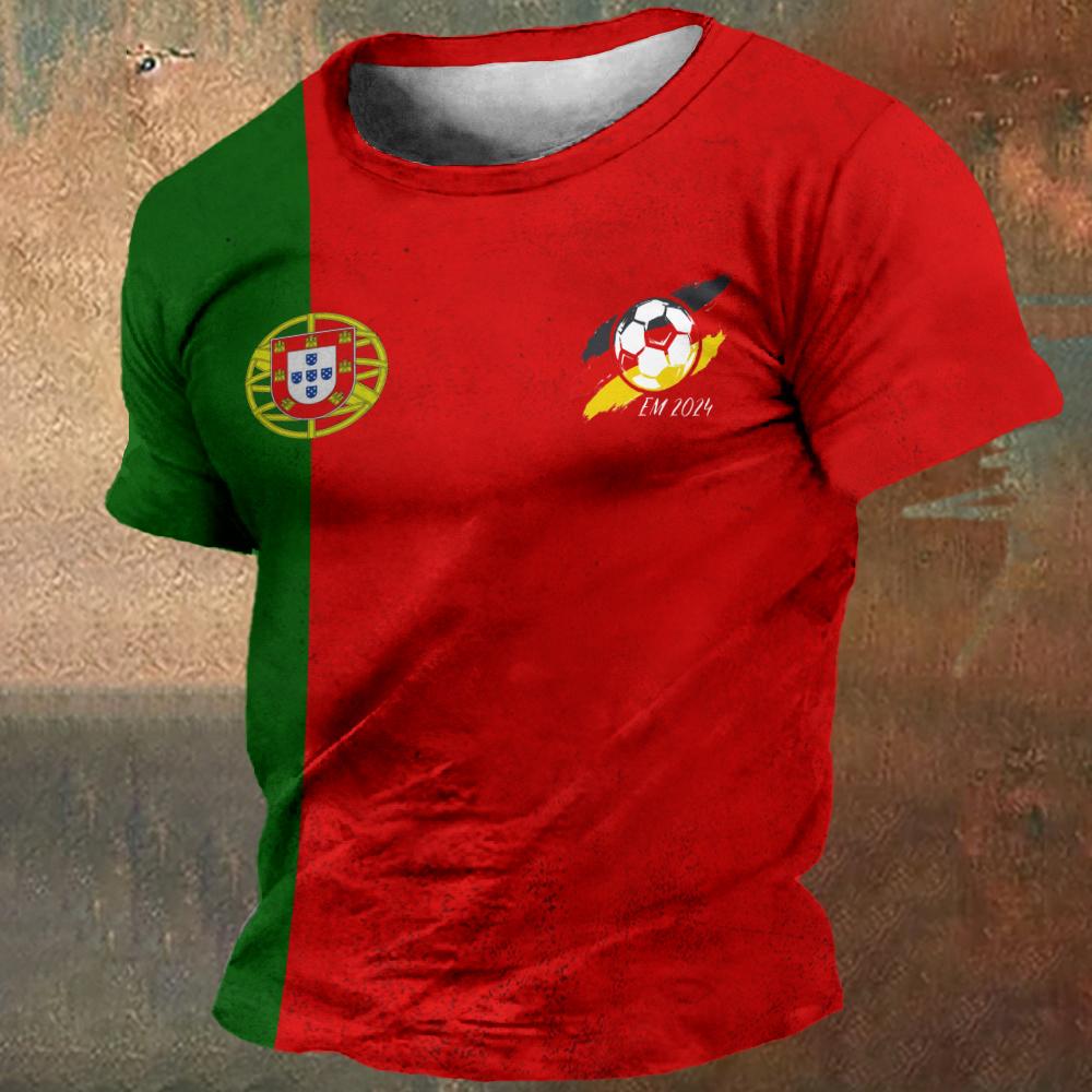 ETST WENDY 005 Vintage T-shirt voor heren Retro Duitse vlag Grafisch bedrukte voetbal T-shirts Korte mouw T-shirt O-hals Oversized herenkleding Tops S
