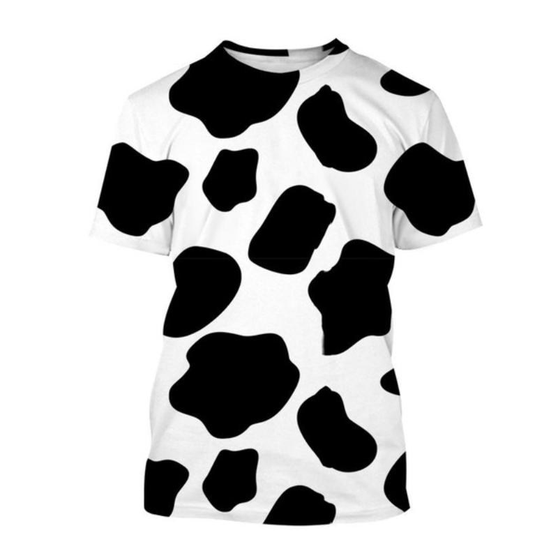 Chengyu Mode Koe Patroon 3D Print Casual Dier Korte Mouw Persoonlijkheid Heren Shirt Hip Hop Ronde Hals Kinder Top T-shirt 2XL