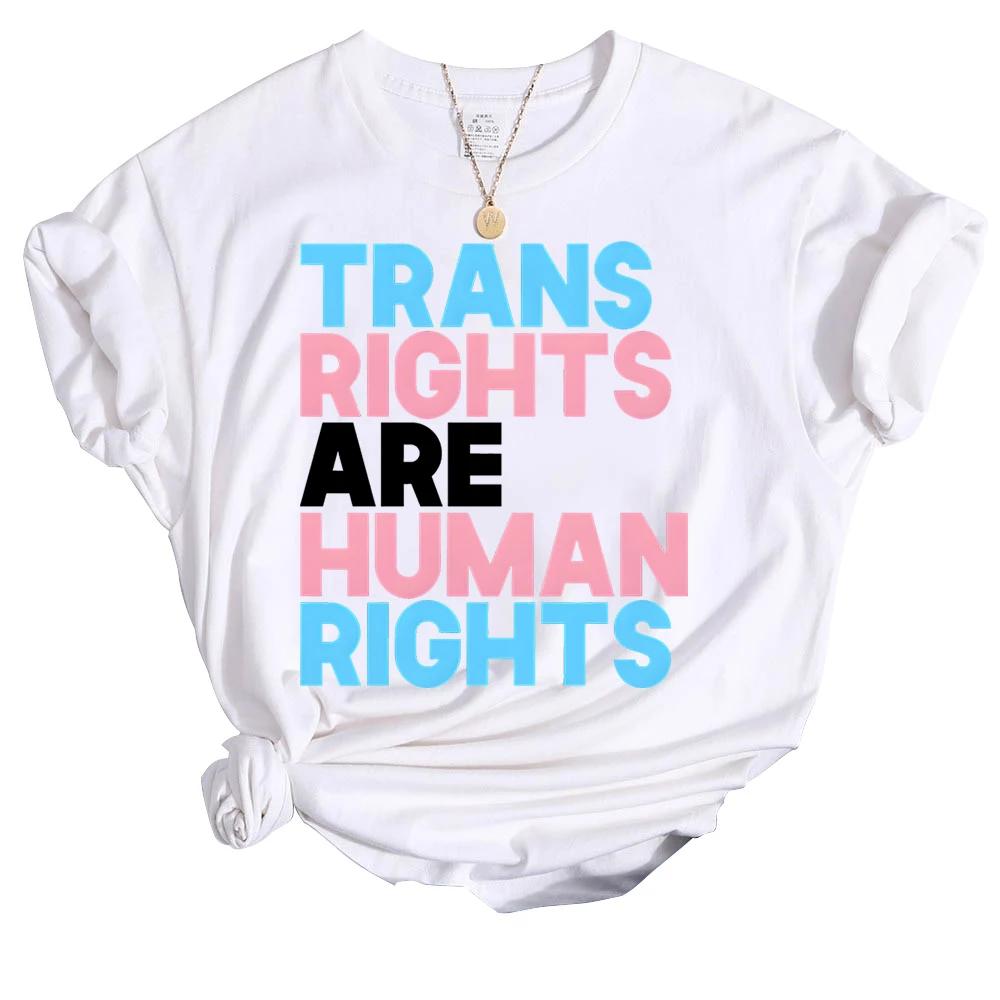 FT women t shirt Transgender Rechten Zijn Mensenrechten T-shirt LGBT Pride Parade Persoonlijkheid Tops T-shirts Transgender Shirts Pride Maand Cadeau Streetwear XXXL wit