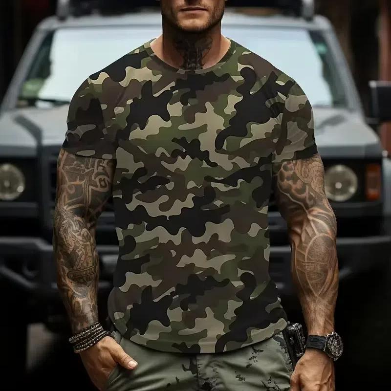 ETST WENDY 005 3D Camouflage T-shirt Herenkleding Outdoor Mode Casual O-hals Korte Mouw Zomer Straat Oversized Heren Sport Militaire T-shirts S