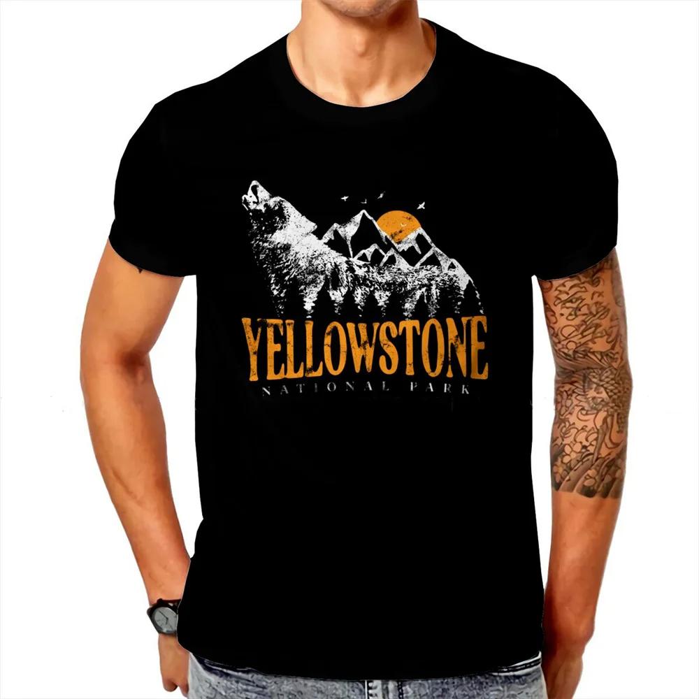 ETST 005 Nieuwe Vintage Stijl T-shirt Voor Heren Yellowstone National Park 3D Print Cowboy T-shirt Oversized Korte Mouw Top Casual Streetwear XL