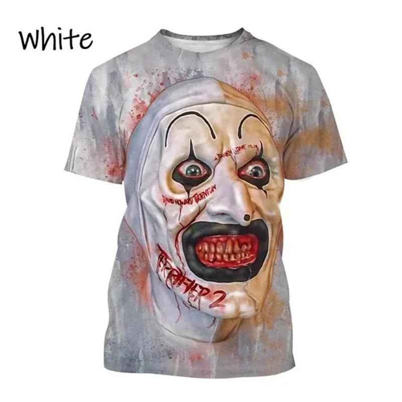Subilier Zomer Horror Film Horror 3D Print T-shirts Heren Casual Mode Thriller Clown Halloween Korte Mouw Leuk Cool T-shirt Tops XL