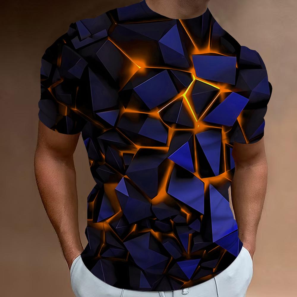 Etst 003 3d Gebroken Rots Print Heren T-shirt Zomer Casual Kort Mouw Top Mode Casual Sportshirt Losse Oversized T-shirts Voor Mannen 6XL