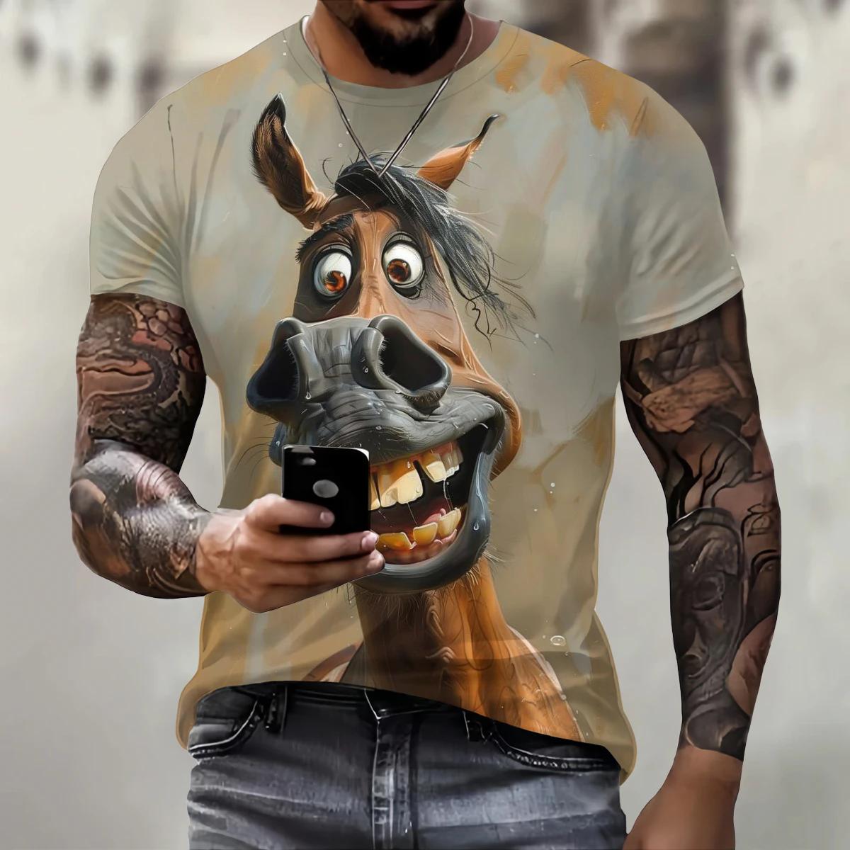 ETST 012 Grappig 3D Ezel Print T-shirt Voor Heren Street Trend Hip Hop Kleding Casual O-hals Korte Mouw T-shirt Mode Losse Zomer Tops 2XL