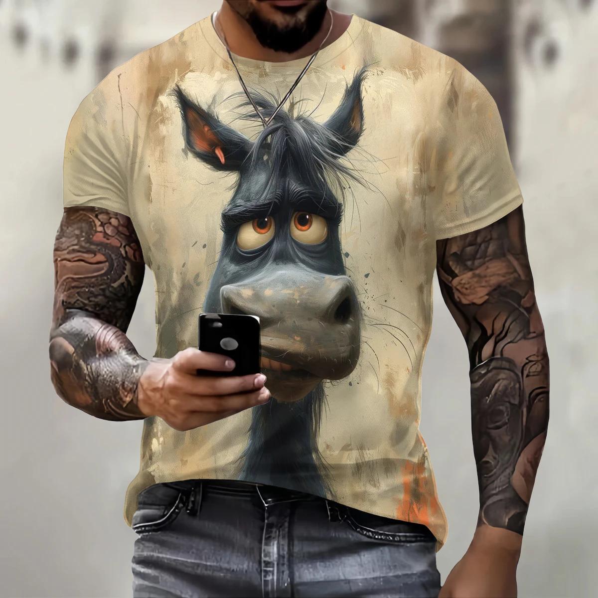 ETST 012 Grappig 3D Ezel Print T-shirt Voor Heren Street Trend Hip Hop Kleding Casual O-hals Korte Mouw T-shirt Mode Losse Zomer Tops 6XL