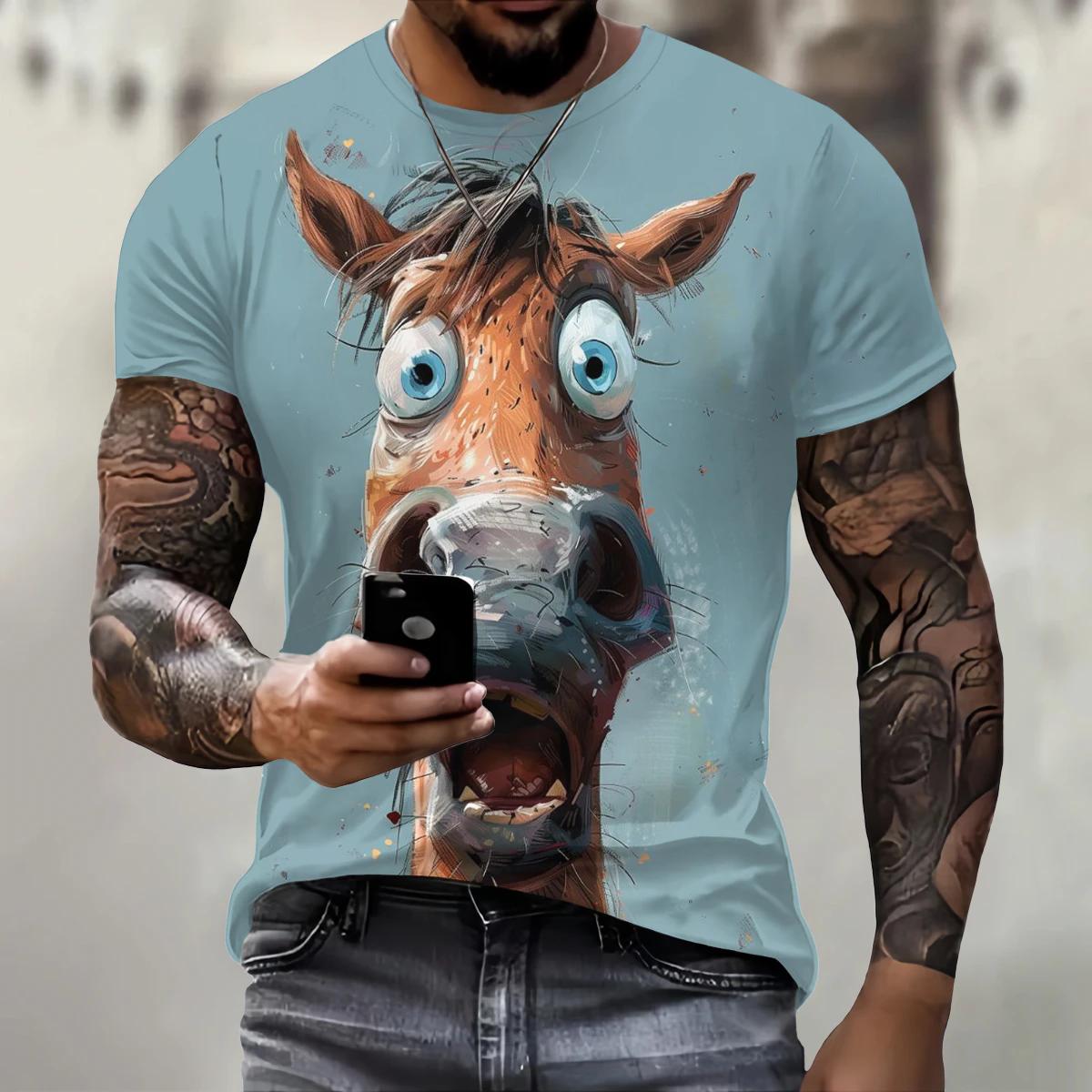 ETST 012 Grappig 3D Ezel Print T-shirt Voor Heren Street Trend Hip Hop Kleding Casual O-hals Korte Mouw T-shirt Mode Losse Zomer Tops 2XL