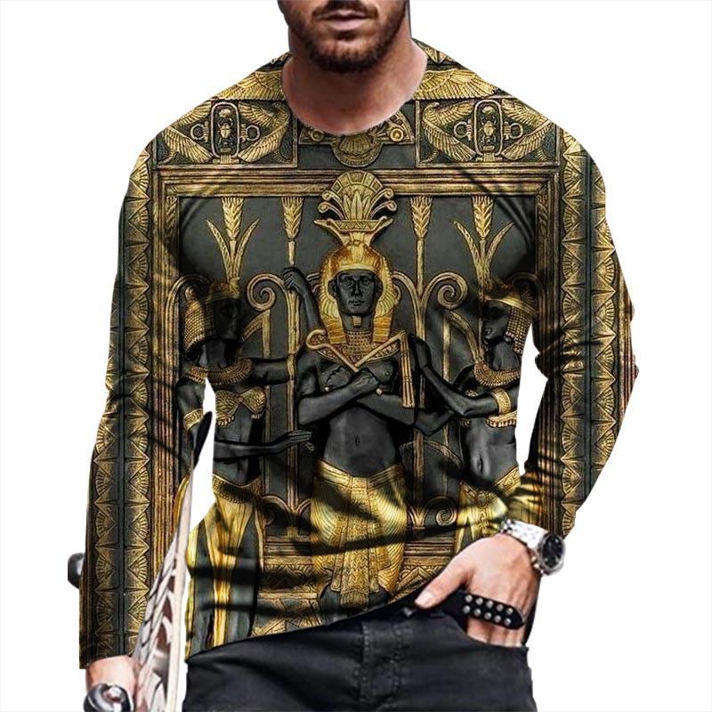 Transmission of love Egyptische hiërogliefen T-shirts 3D-geprint heren- en dames vintage lange mouwen T-shirt Oversized truien T-shirts Tops Kleding XXL