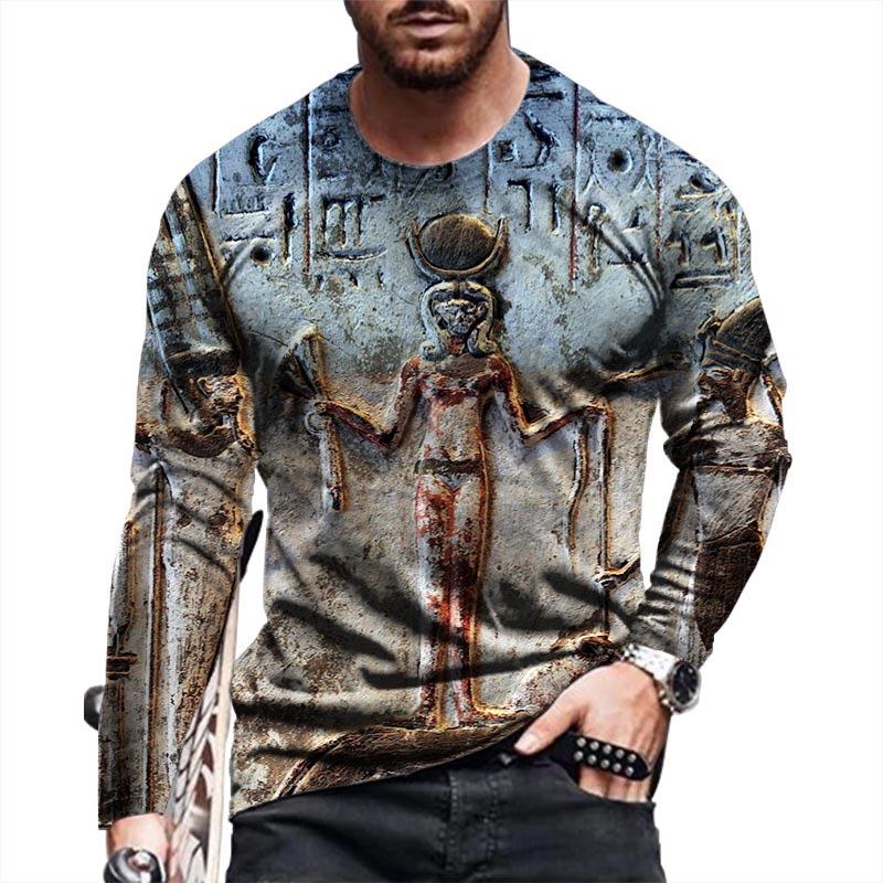 Transmission of love Egyptische hiërogliefen T-shirts 3D-geprint heren- en dames vintage lange mouwen T-shirt Oversized truien T-shirts Tops Kleding L