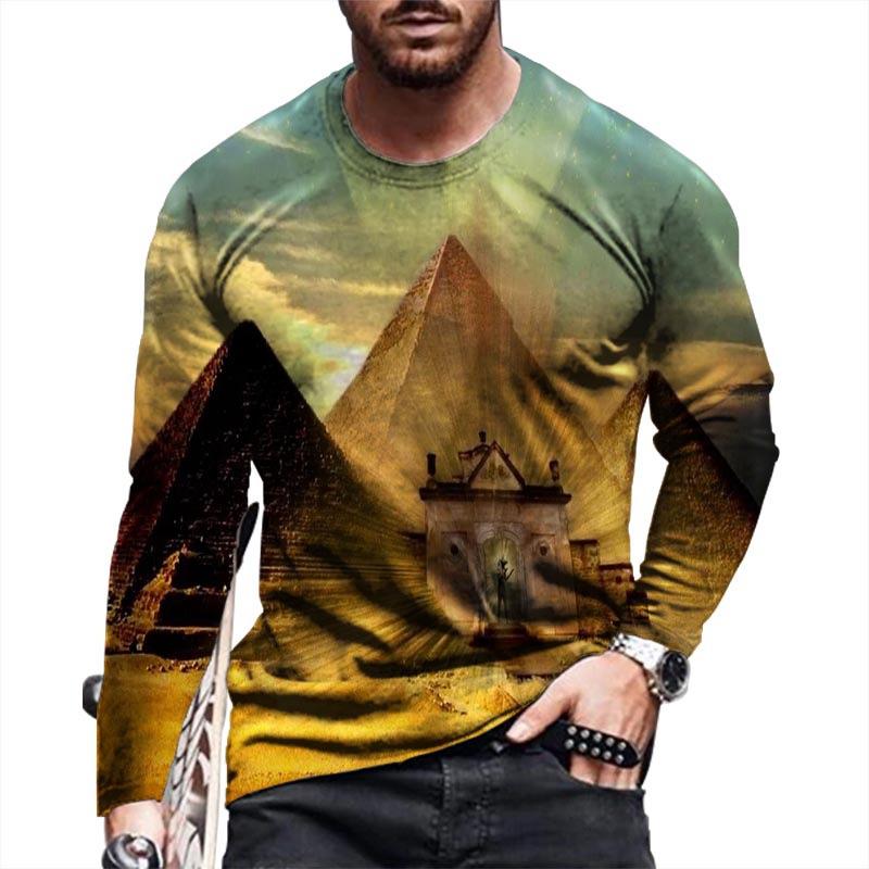 Transmission of love Egyptische hiërogliefen T-shirts 3D-geprint heren- en dames vintage lange mouwen T-shirt Oversized truien T-shirts Tops Kleding XXL