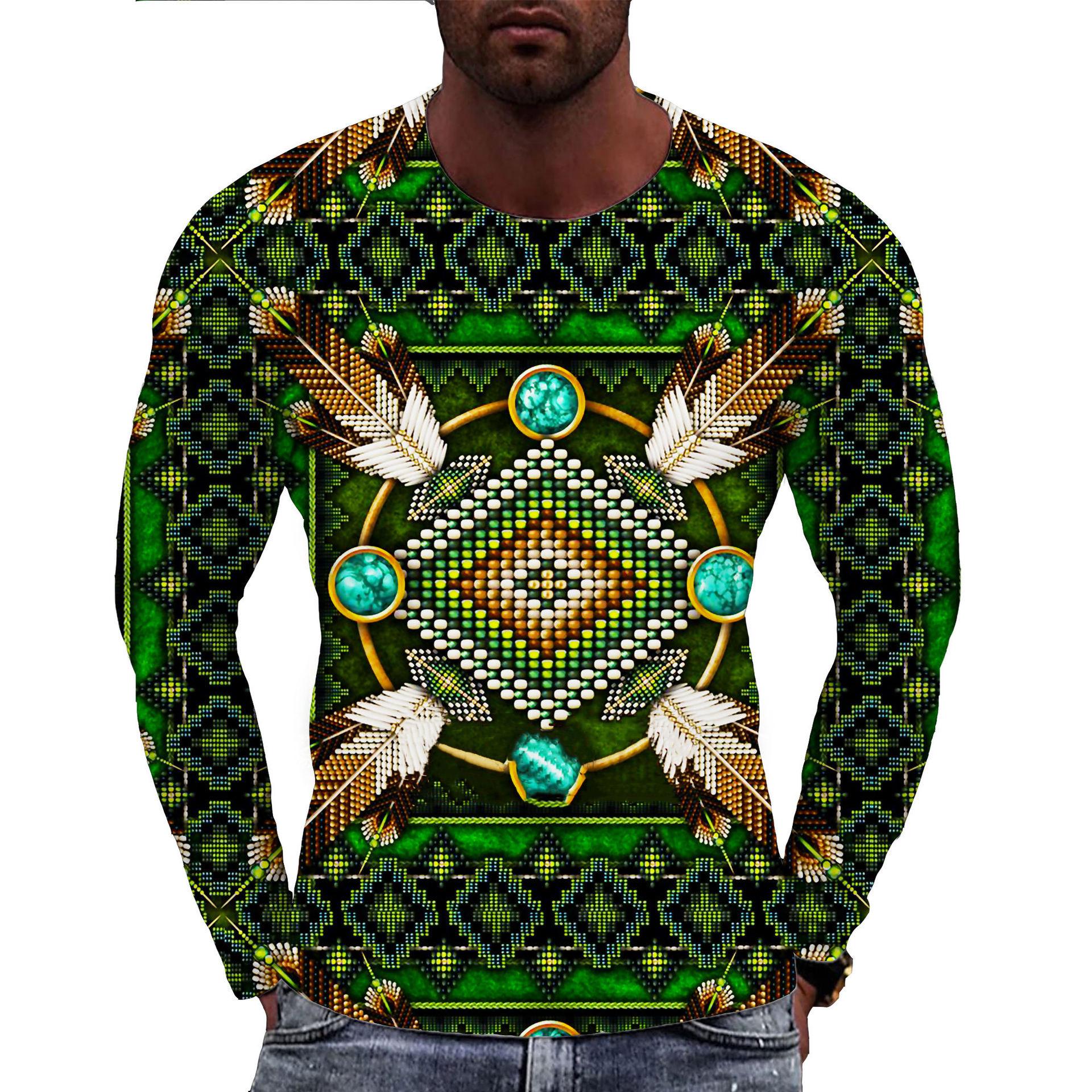 Bobby3 Indiase Stijl Geometrie 3D Print T-shirts Mannen Vrouw Lange Mouw Retro T-shirt Streetwear Harajuku Truien T-shirts Top Kinderkleding XL