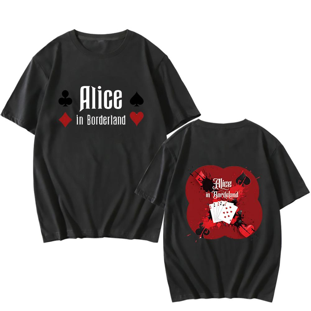 Planet clothing wholesale Alice In Borderland Emblem Esthetische T-shirt Heren T-shirts Harajuku Anime T-shirt Vier Seizoenen Knappe Korte Mouw 100% Katoen XXL zwart
