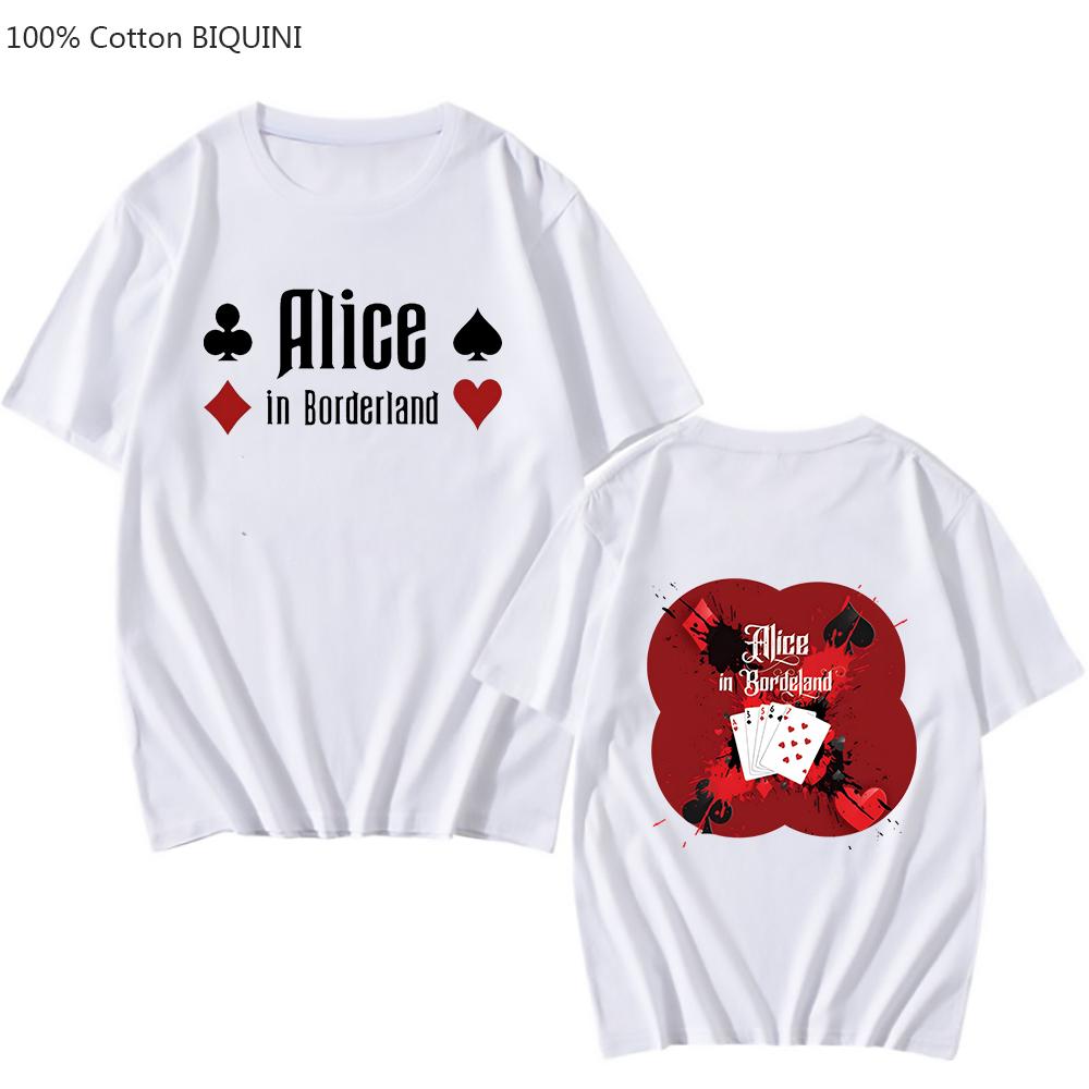 Planet clothing wholesale Alice In Borderland Emblem Esthetische T-shirt Heren T-shirts Harajuku Anime T-shirt Vier Seizoenen Knappe Korte Mouw 100% Katoen XS