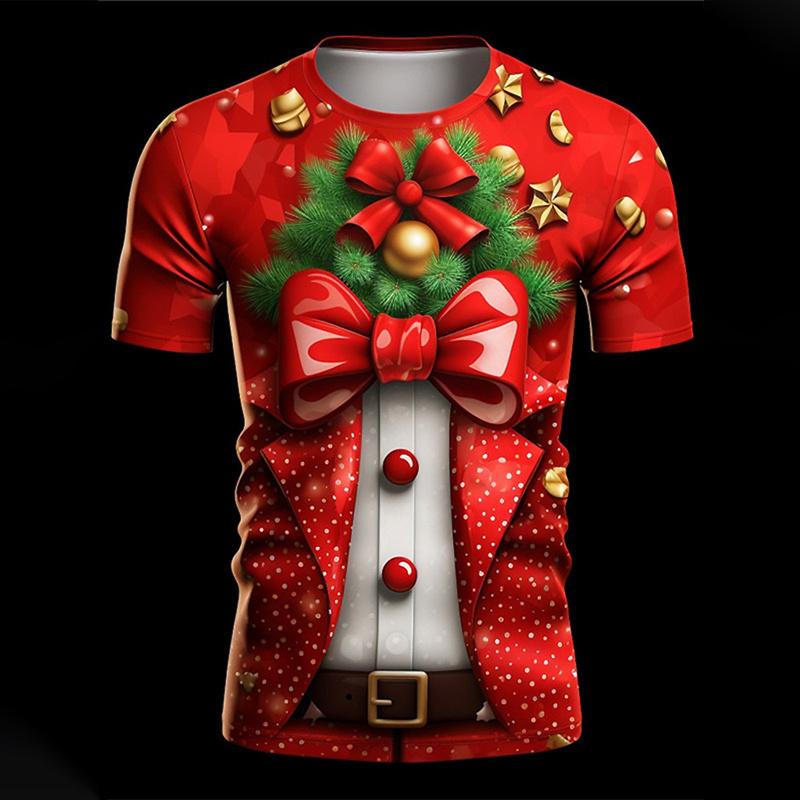 HerSight Mode 3D Vrolijk Kerstfeest Bedrukking T-shirt Kerstman Kerst Grafische T-shirts Voor Heren Kinderen Korte Mouwen Unisex Harajuku Top Tee L
