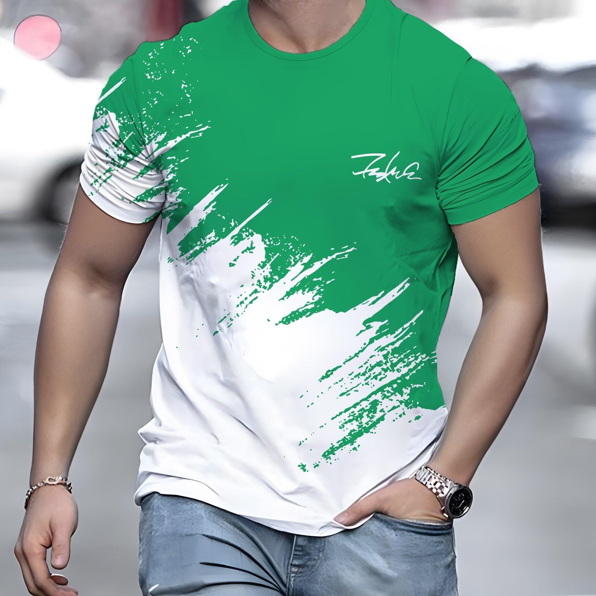 ETST WENDY 005 Casual heren T-shirt met gradiëntprint en korte mouwen voor heren 3D-tekstpatroon T-shirts Topmode Straatontwerp Herenkleding 6XL
