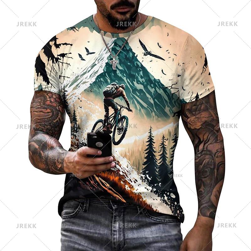 Men look 3D Clothes Bike Vintage Sport Fiets 3D Bedrukte T-shirt Voor Mannen O Hals Korte Mouw Zwarte T-shirts Homme Streetwear Kwaliteit Mannelijke T-shirts L