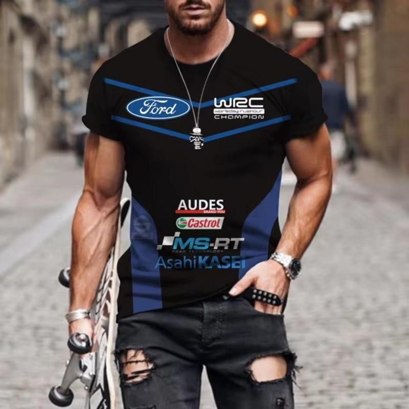 Forever Men Zomer Autorally Sport T-shirt 3D Geprint Ademend Buiten Top O-hals Sport Sneldrogend Heren T-shirt Top 6XL