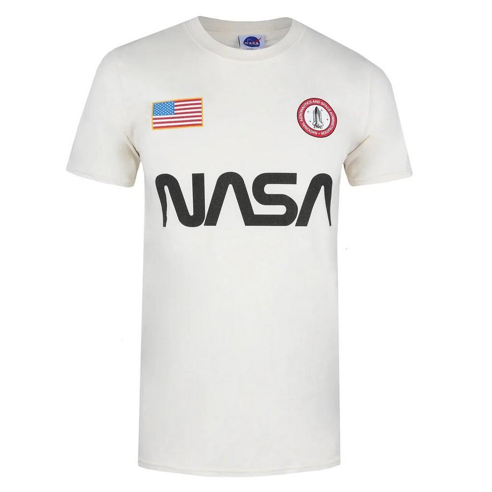 NASA katoenen T-shirt met badge voor heren S natuurlijk