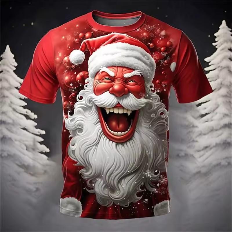ForYourBeauty Christmas T Shirts Men 3D Santa Printed T-shirt Xmas Part Holiday Short Sleeve Men's Tops Fashion Oversize Clothes XL