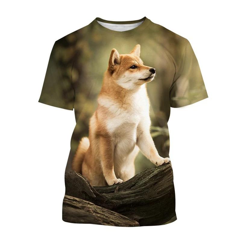 ETST 005 Japans Akita Inu T-shirt Voor Mannen Schattige Hond Dier 3D Geprinte T-shirts Harajuku Korte Mouw Baggy Street Tops T-shirt Kinderen 2XL