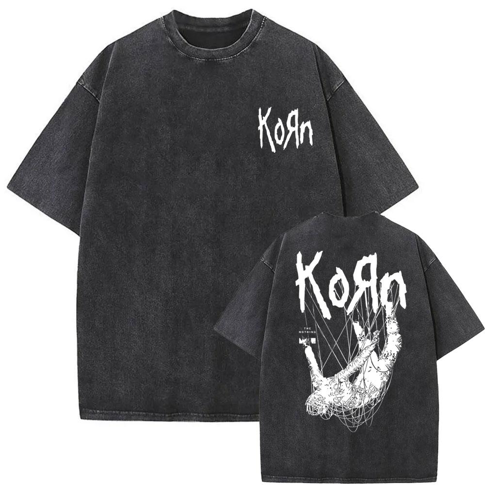 Washed T Shirt top No.1 Gewassen vintage rockband Korn Ftl 25 Follow The Leader T-shirt voor heren Gothic Casual Oversized T-shirts Heren T-shirt Heren Vintage T-shirt XL