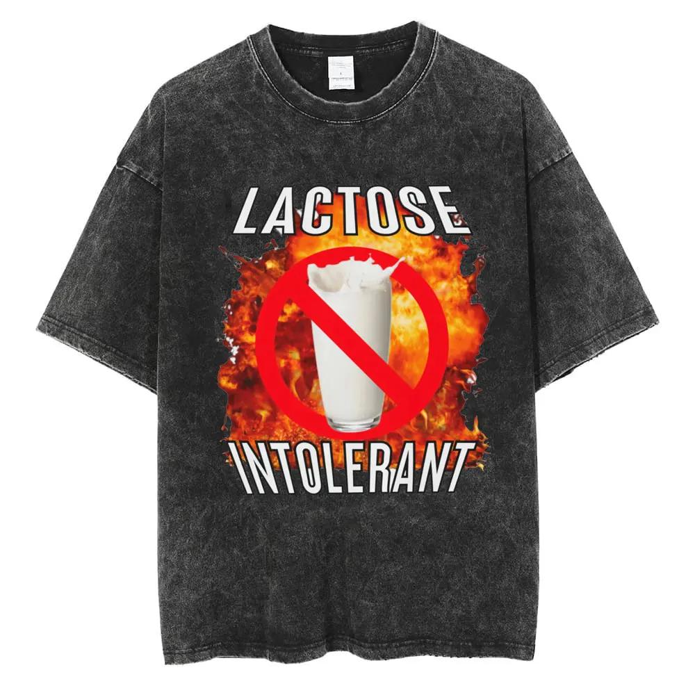 Couple short sleeved T-shirt Streetwear Lactose Tolerant Grafische Wassen T-shirts Mannen Vrouwen Grappig T-shirt Katoen Casual Aldult Tiener Los T-shirt Cadeaus 3XL