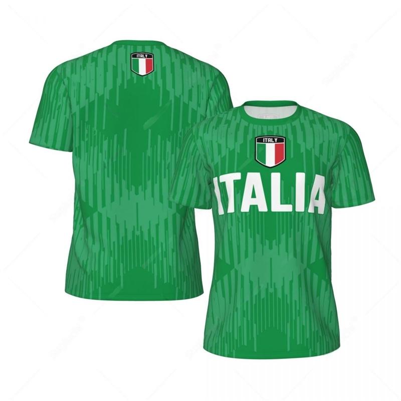 ETST 006 Italia Flag 3D Printed Jersey Summer Fashion Short Sleeve Casual Mens Sports T Shirt Quick Dry Breathable Football T-shirts 2XL